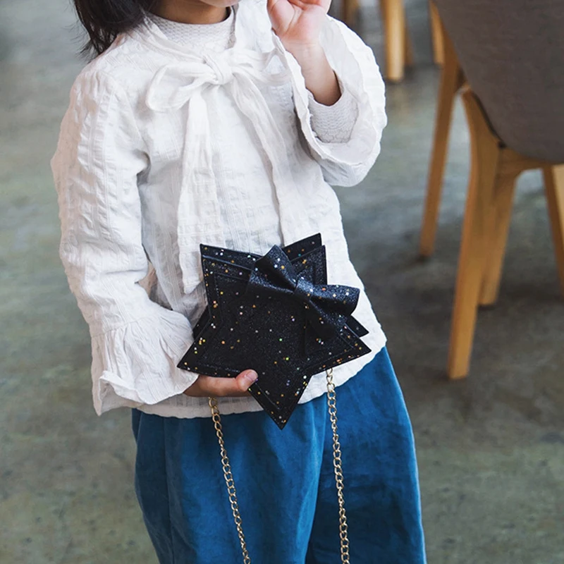 Girl Princess Sequin Coin Wallet Pentagram Cute Little Bow Wallet Fashion Child Crossbody