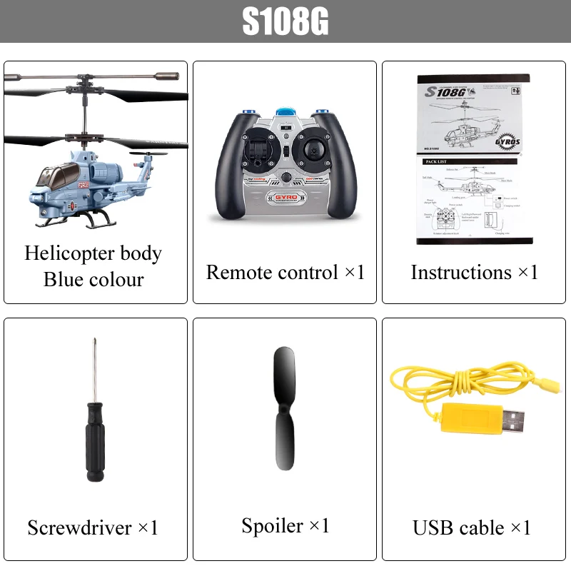 Syma S109G/S111G/S102G/S108G/RC вертолет 3CH Gyro СВЕТОДИОДНЫЙ Крытый Небьющийся радиопульт дистанционного управления детские игрушки для детей Подарки - Цвет: S108G