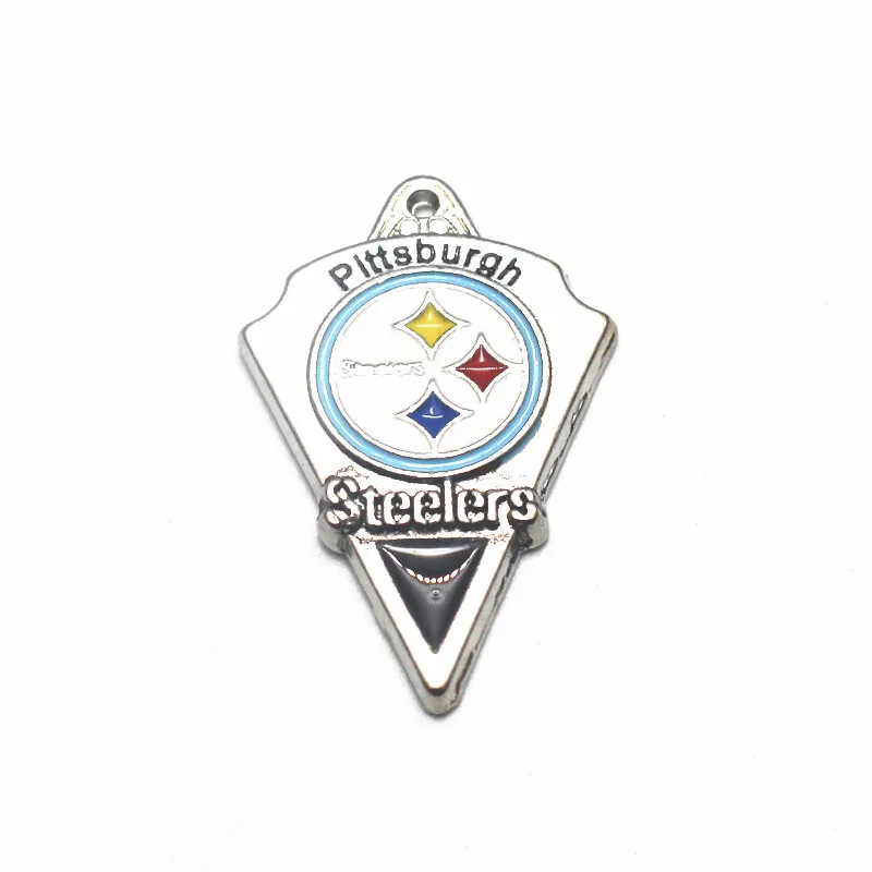 

10pcs/lot Football Team Arrows Silver Pittsburgh Steele Pendant Enamel Dangle Charms For Bracelet &Bangles DIY Jewelry