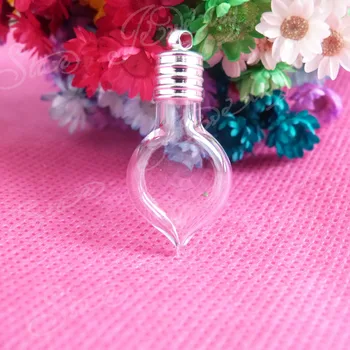 

new arrvial 6mm heart shape clear glass bottle, rice vial & rubber&cap( need glue) for diy pendant--20pcs/lot