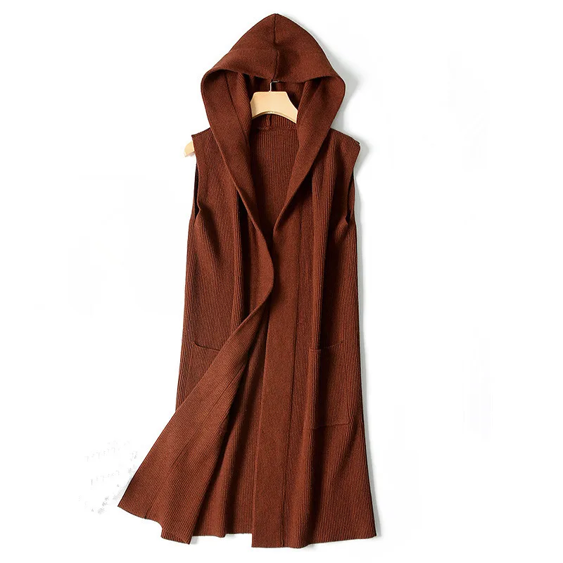hooded sleeveless cardigan