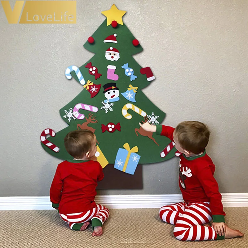 

2019 DIY Felt Christmas Tree Pendant Drop Ornaments New Year Gift for Children Kids Door Wall Hanging Xmas Decoration