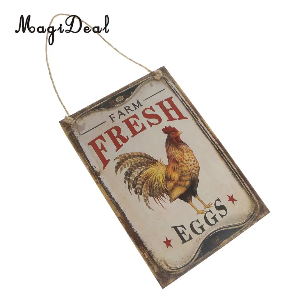 Country Style Farm Fresh Eggs Wooden Plank Sign Chicken Coop Wall Hanging Board Decorations