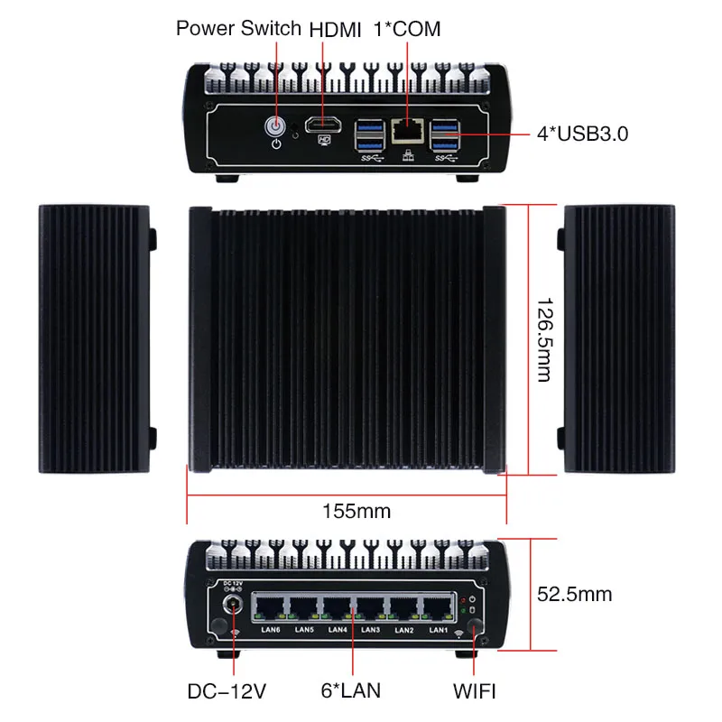 Minisys Pfsense безвентиляторный мини ПК x86 core i3 7100u celeron 3865u 6* Intel Lans DDR4 linux брандмауэр маршрутизатор DHCP vpn-сетевой сервер