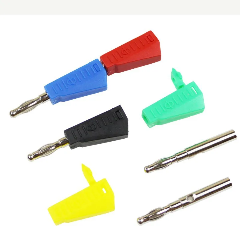 

20pcs/lot BP4107 5colors Low Cost 4mm Clip Stackable Banana Plug Solder connection Teaching instrument for testing