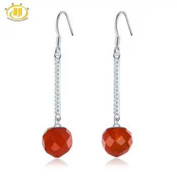 

Hutang 8mm Polygon Bead Drop Earrings Natural Gemstone Agate 925 Silver Fine Trendy Elegant Jewelry for Women Girls Best Gift