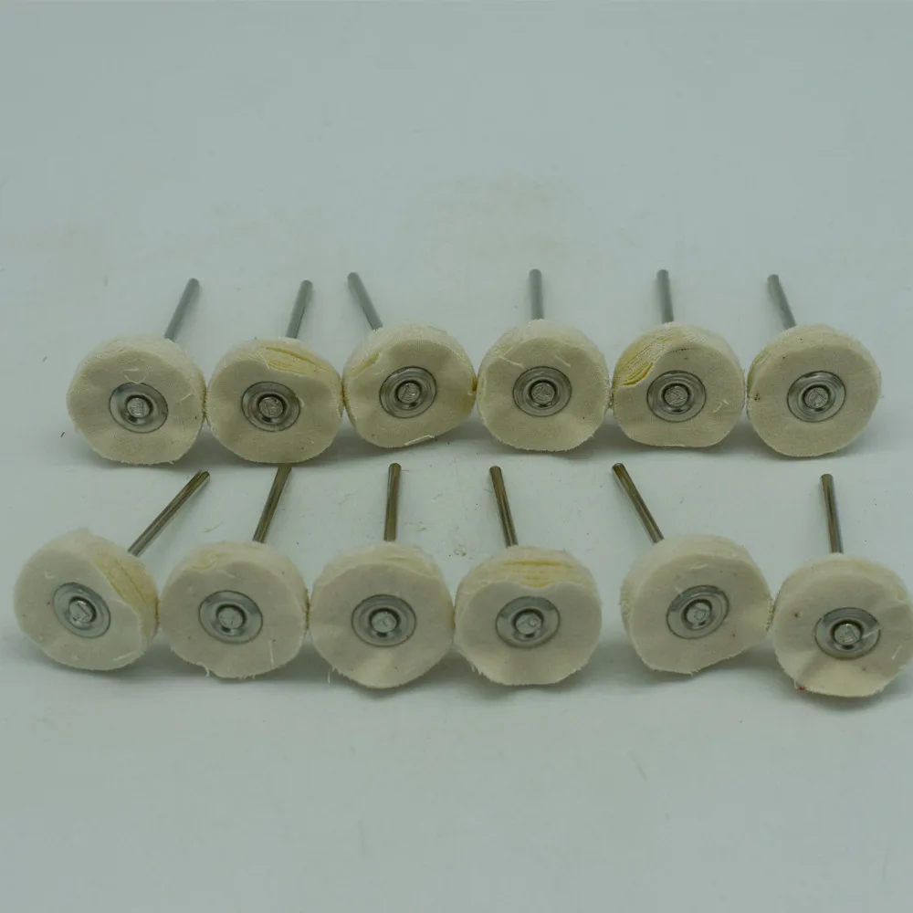 100pcs White Cloth Polishing Buffing Wheel With Metal Shank Dia 2.35mm