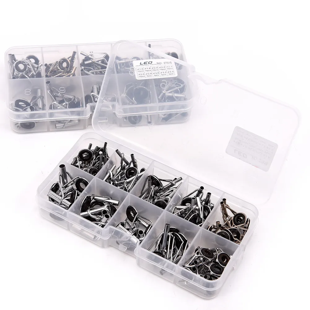 80 Pcs Rings Fishing Rod Guide Tip Set Repair Kit DIY Eye Rings for Fishing  Rods Stainless Steel Frames With Box Fishing Tackle