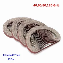 25 قطعة الرملي أحزمة 13x457 مللي متر 40/60/80/120 حصى ل ملف الطاقة powerill ساندر لطحن تلميع ساندر أدوات(China)