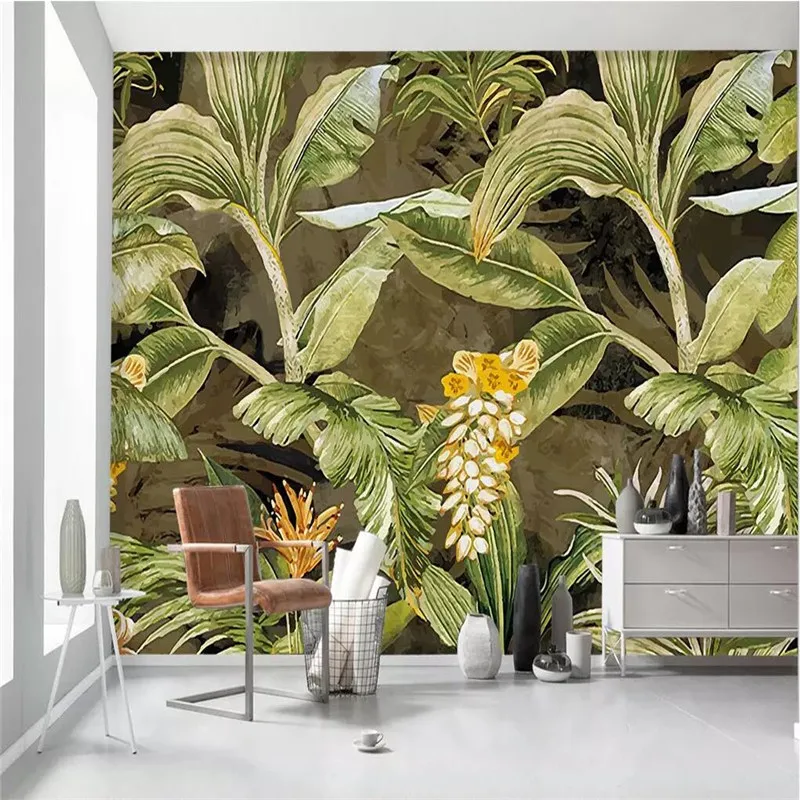 

Tropical rainforest living room TV background wall professional production mural wallpaper wholesale custom poster photo wall