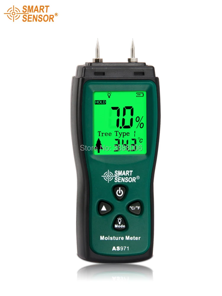 

AS971 Handheld Wood Moisture Meter , Humidity Tester Timber Damp Detector, With LCD Display Probe Range 2%~70%