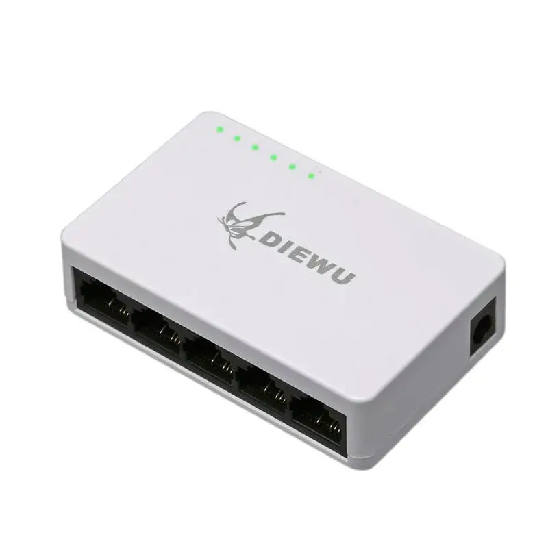 

100Mbps 5 Ports portas Mini Fast Ethernet LAN RJ45 Network Switch Switcher Hub Desktop PC US/EU adapter