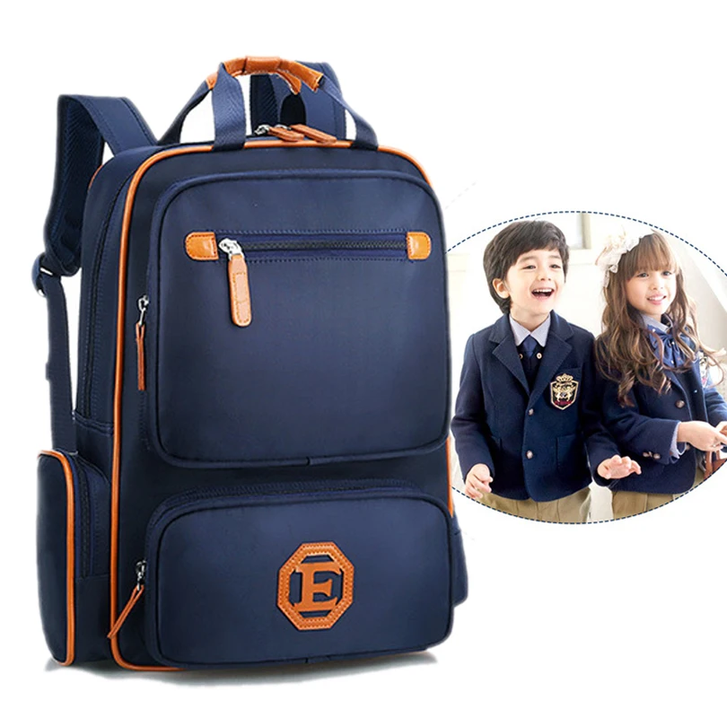 EKUIZAI Nylon School Bags for Boys Black Blue Children Backpack