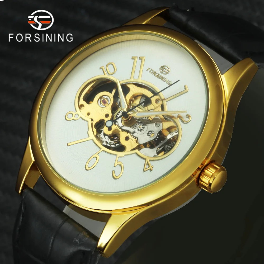 

2019 High Quality New Fashion Mechanical Watch Men Black Leather Strap Skeleton Creative Design Dial Wristwatch for Man Gift