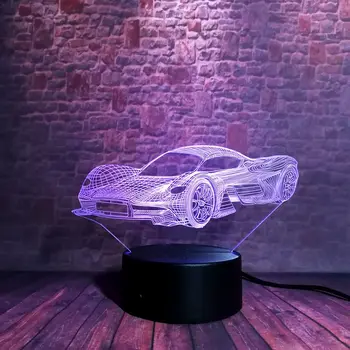 

Luminous 3D Nightlight Visual Illusion LED 7 Colors Changing Light Flashing Sports Car Model Toys
