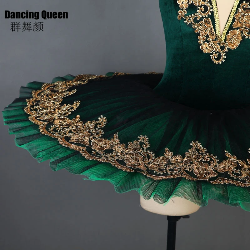 Новое поступление! Потрясающие темно-зеленые балетные пачки для балерины, женские костюмы для танцев и балета, блинная плоская пачка Bll090