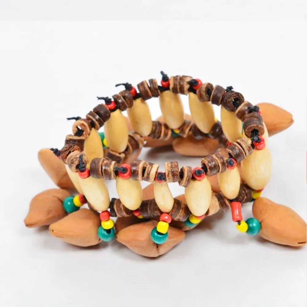 

African Drum Handbell Props Percussion Bracelet Hand Chain Sound Nut Shell 12 * 7 * 5.5cm Gadget Musical Instrument Colorful