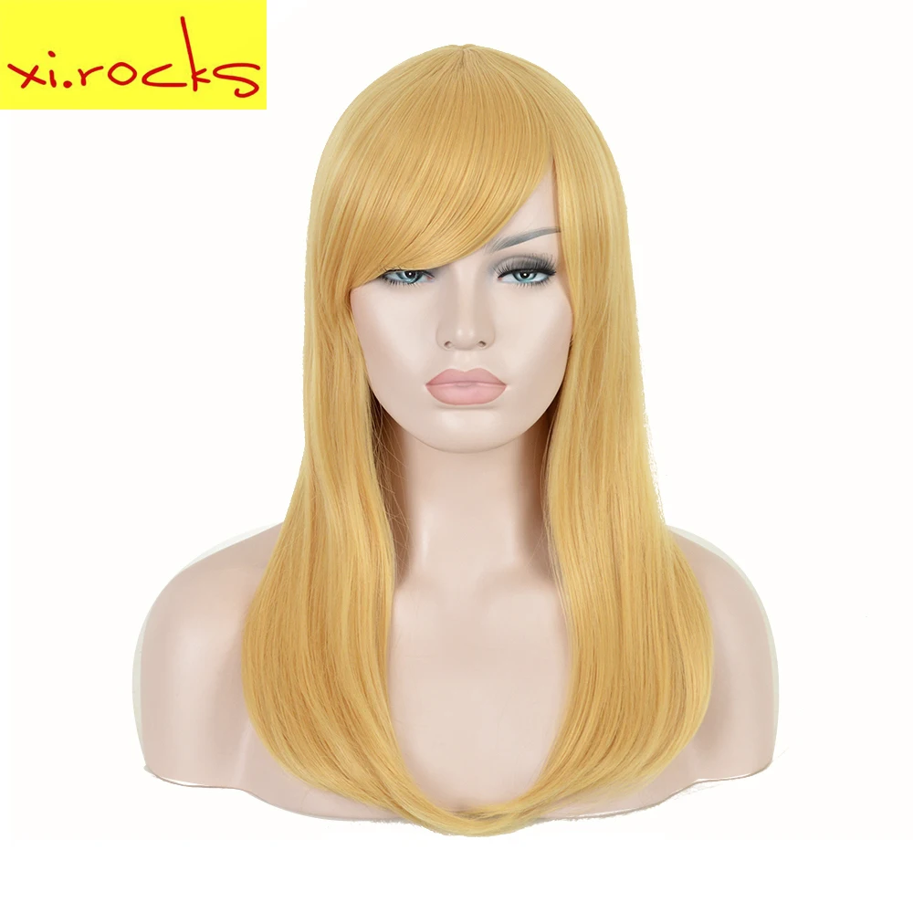 3108 Xi. Rocks Spring Fmale Wig With Long Straight Ombre Brown  And Bangs Heat Resistant  Synthetic Material For  50 Cm Hair