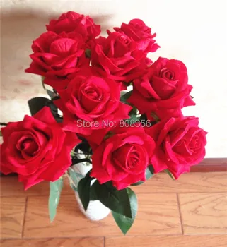 

20p Artificial Velet Rose Flowers Floor Mounted Long Single Stem per Piece Rose Flowers for Wedding Party Home Decorative Flower