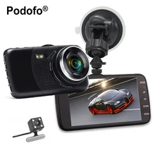 Podofo Новый Двойной объектив Видеорегистраторы для автомобилей Cam dashcam 4 «1080 P Full HD видео регистратор Регистраторы с резервным заднего Камера g -Сенсор WDR