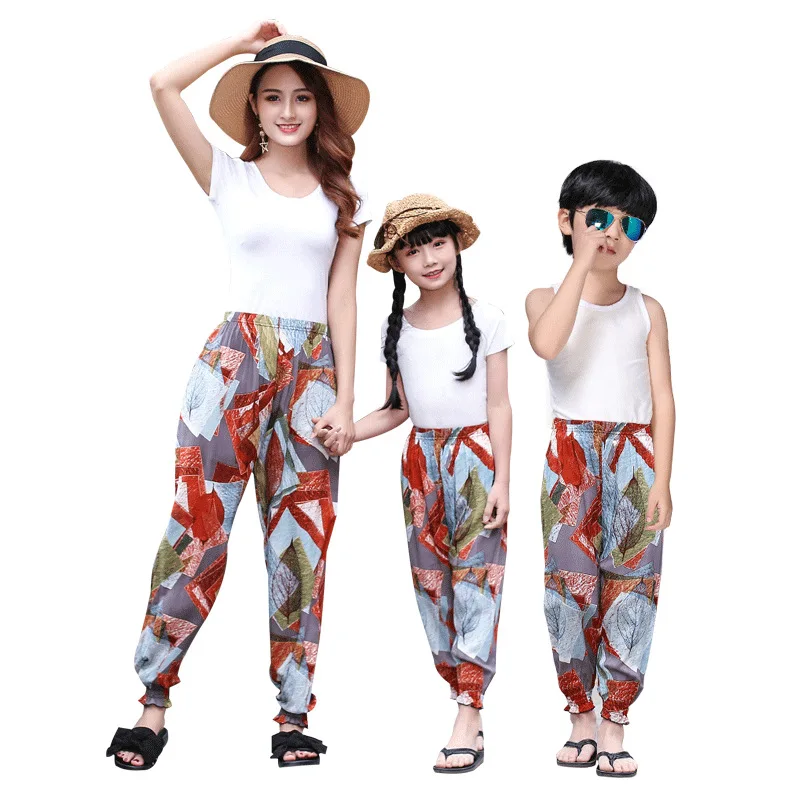 

Summer Mother And Daughter Clothes Harem Pants Flower Print Casual Pants Leggings Girl Kids Trousers Family Matching Clothes