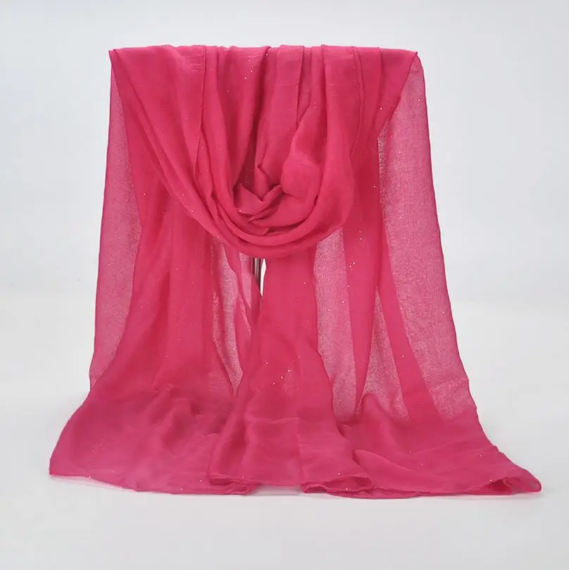 1 шт., простые хиджабы для женщин, вискоза, одноцветная шаль, блестящий золотой шарф, мусульманский головной убор, элегантные шарфы, 20 цветов размера плюс - Цвет: rose