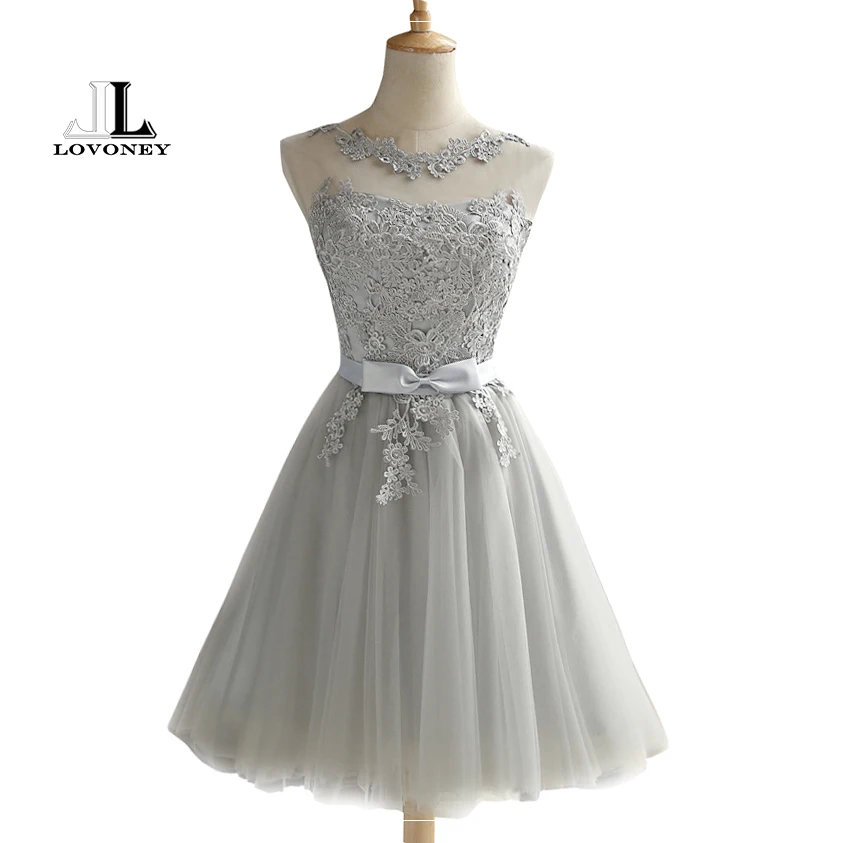 LOVONEY CH604 Short Prom Dresses 2017 Sexy Backless Lace Up Prom Gown Formal Dress Women Occasion