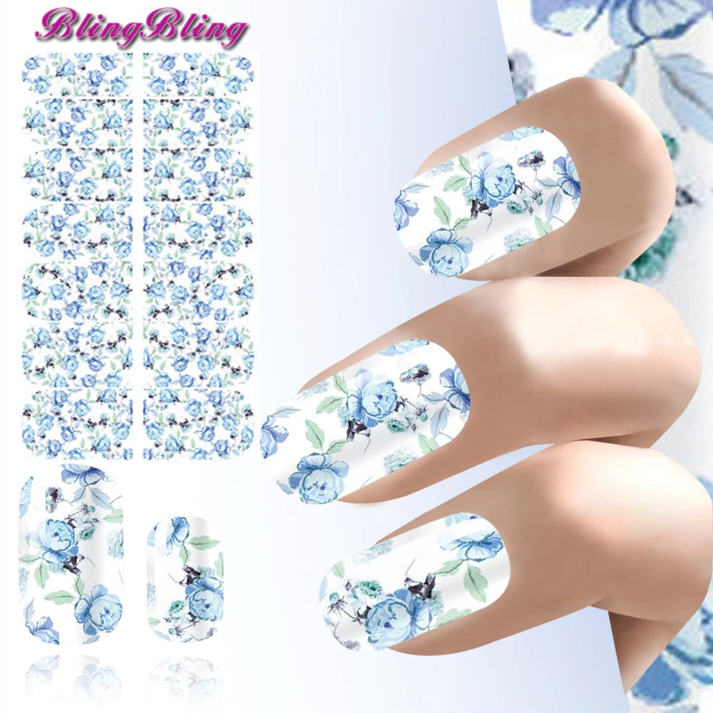 2018 Blooming Flower Nail Art Sticker Full Self Adhesive Nail Wraps