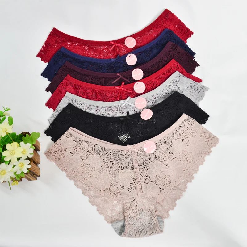 3PC Random Lace Panties Women Fashion Cozy Lingerie Tempting Pretty Briefs High Quality Cotton Low Waist Cute Women Underwear