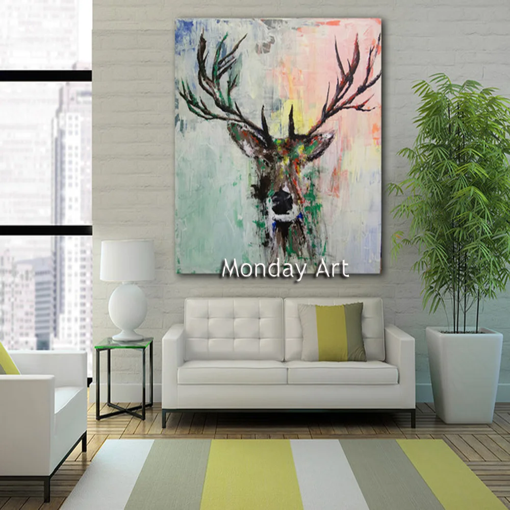 Frameless-Deer-Head-Oil-Painting-Wall-Art-Picture-Paiting-Canvas-Paints-Home-Decor-Abstract-Print-Painting