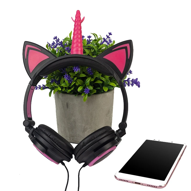 LIMSON Wired Foldable Earphones Animal Cat Ear Flashing LED Unicorn Kids Headphones for boys and girls LIMSON Wired Foldable Earphones Animal Cat Ear Flashing LED Unicorn Kids Headphones for boys and girls