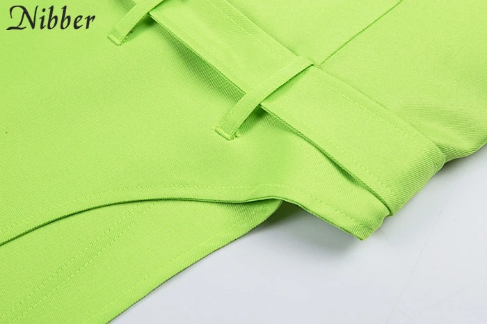 Nibber флуоресцентный зеленый комбинезон для женщин Street черный повседневные штаны для девочек комбинезоны 2019 Весна Горячая Распродажа Дамы
