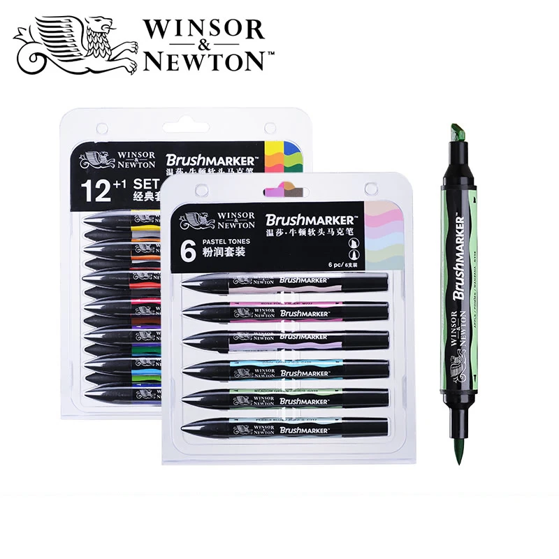 Winsor Ньютона brushmarker мягкий наконечник 6/12 Цветов маркеры с двухголовой Твин Маркеры на спиртовой основе кончик кисти тон кожи маркеры