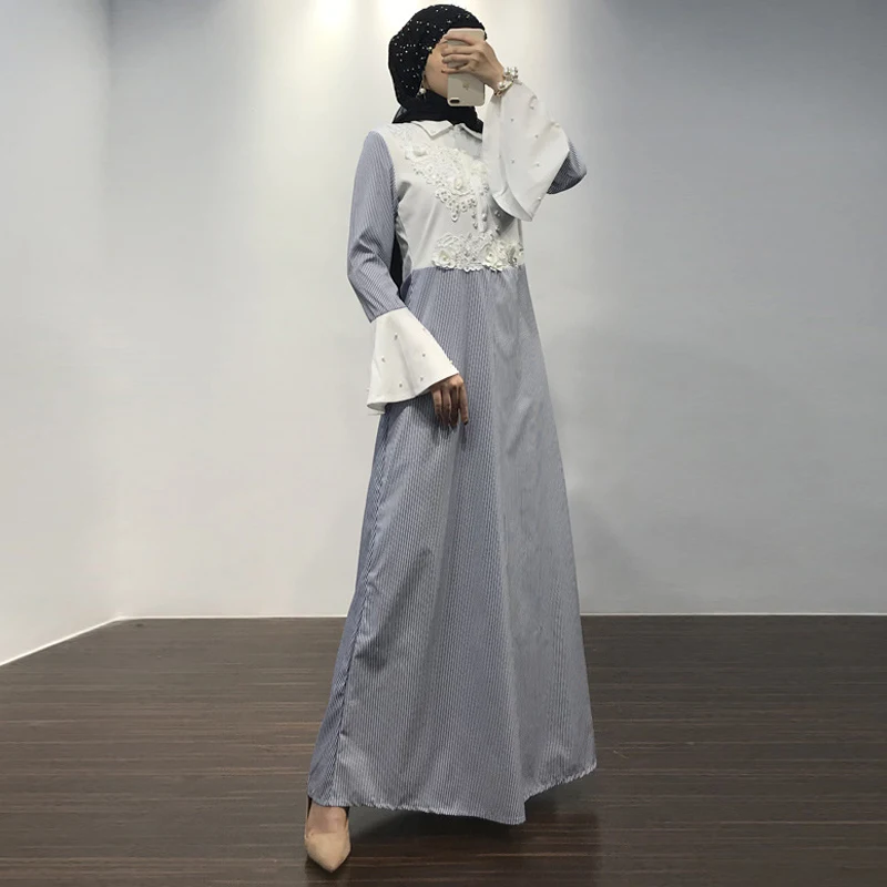 Vestidos Дубай Кафтан платье в полоску абайя, арабское мусульманское платье для женщин Рамадан кафтан марокаин платья Хиджаб халат Musulmane Femme