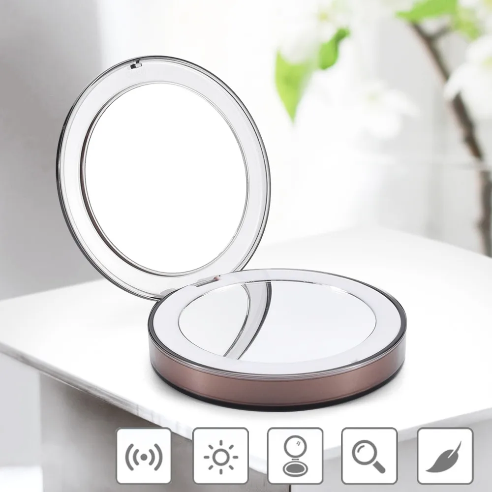 

Dressing Light Travel Mirror LED Light Makeup Mirror Folding Pocket Mirror 1x / 3x Adjustable USB Charging Travel Mirror