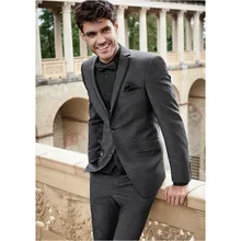 Gray Wedding Men Suits Slim Fit Bridegroom Tuxedos Groomsmen Pants Suit Notched Lapel Formal Business Jacket + Pants