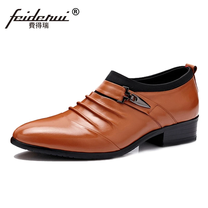 

Fashion Man Comfortable Casual Shoes Genuine Leather Height Increasing Loafers Round Toe Slip on Men's Handmade Footwear SS91
