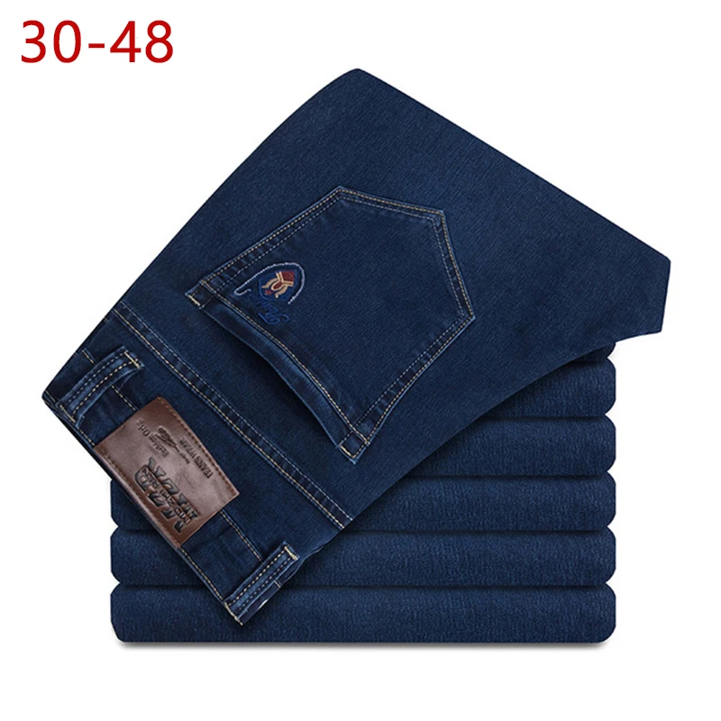 

Plus Size 30-48 Summer Men Thin Stretch Jeans 2021 Spring Autumn Male Casual Straight Brand Denim Baggy Pants For Mens Overalls
