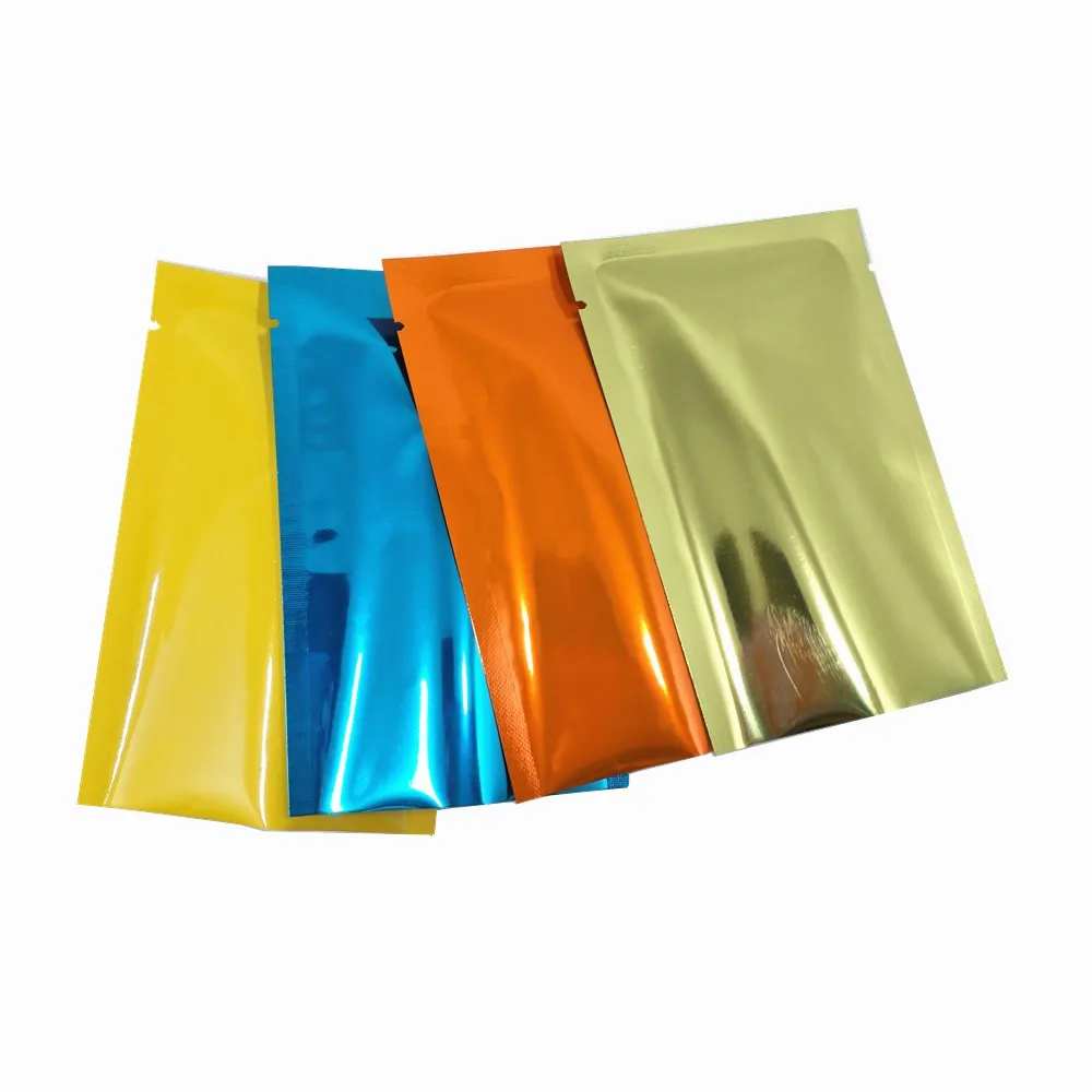 100pcs Glossy Aluminum Foil Open Top Retails Package Bag Mylar Foil