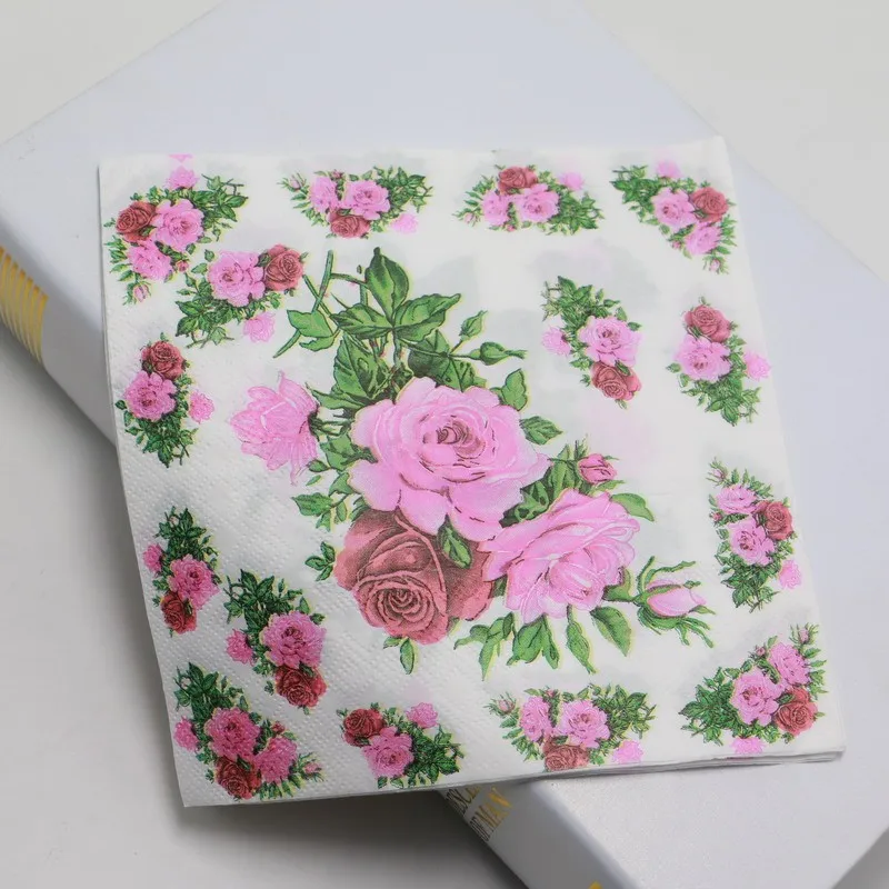 Wedding Events Party Theme Kids Favors Decoration Printing Flower Paper Napkins Baby Shower Happy Birthday Supplies 33cm*33cm | Дом и сад