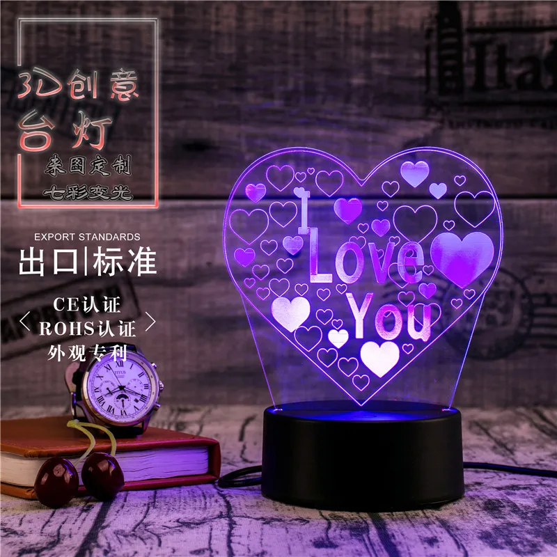 3D Led Novety освещение творческий Подарочный ночник настольная лампа любовь форма свет дома коридор, отель вечерние атмосфера огни