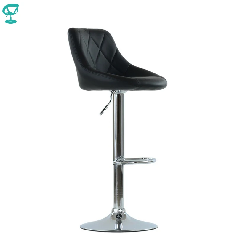 95529 Barneo N-83 Comfort Leather Kitchen Breakfast Bar Stool Swivel Bar Chair Black color free shipping in Russia photo