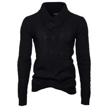 Мужской пуловер мужской брендовый Повседневный тонкий свитер мужской сплошной цвет хеджирующий воротник жаккардовый вязаный мужской свитер