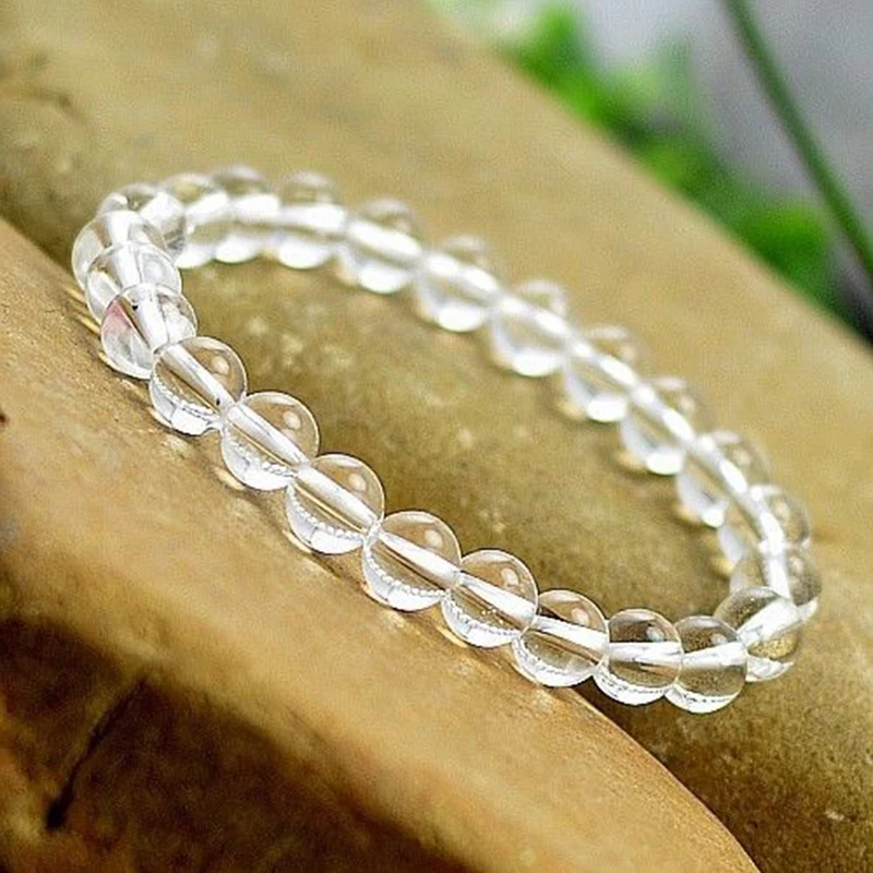 MOROW Hot Natural Ice White Crystal Round Beads Stone Bracelet Womens Fashion Charm Elastic Bracelets Jewelry for Pulseira Gift (16)