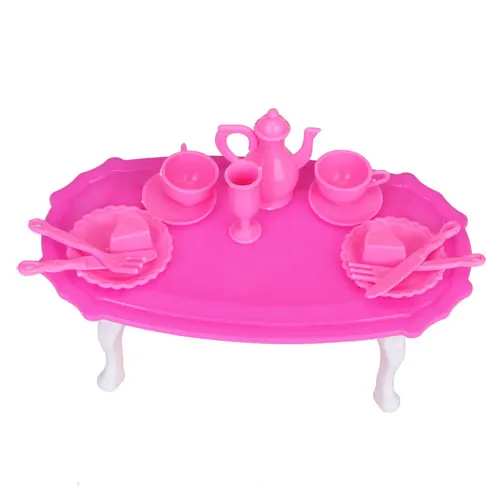 Best Price Dining Room Furniture Dining Table Set for Doll Shocking Pink And White Classic Pretend Play Toys Kitchen Collectible Accessory Best Price Dining Room Furniture Dining Table Set for Doll Shocking Pink And White Classic Pretend Play Toys Kitchen Collectible Accessory