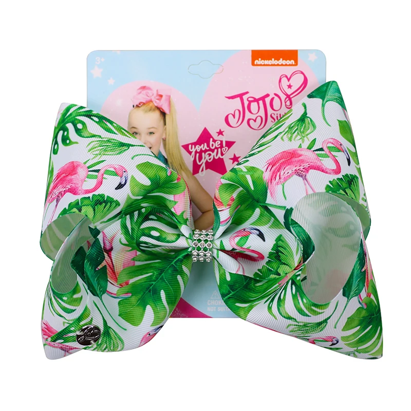 8 &quotJojo луки для девочек Jojo Siwa большой Фламинго печатные волосы с заколками бантом