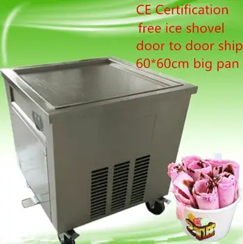 

Free shipping CE Thai fried ice cream roll machine,60*60cm big pan fried ice roll pan machine,2100w fried ice pan machine 220V