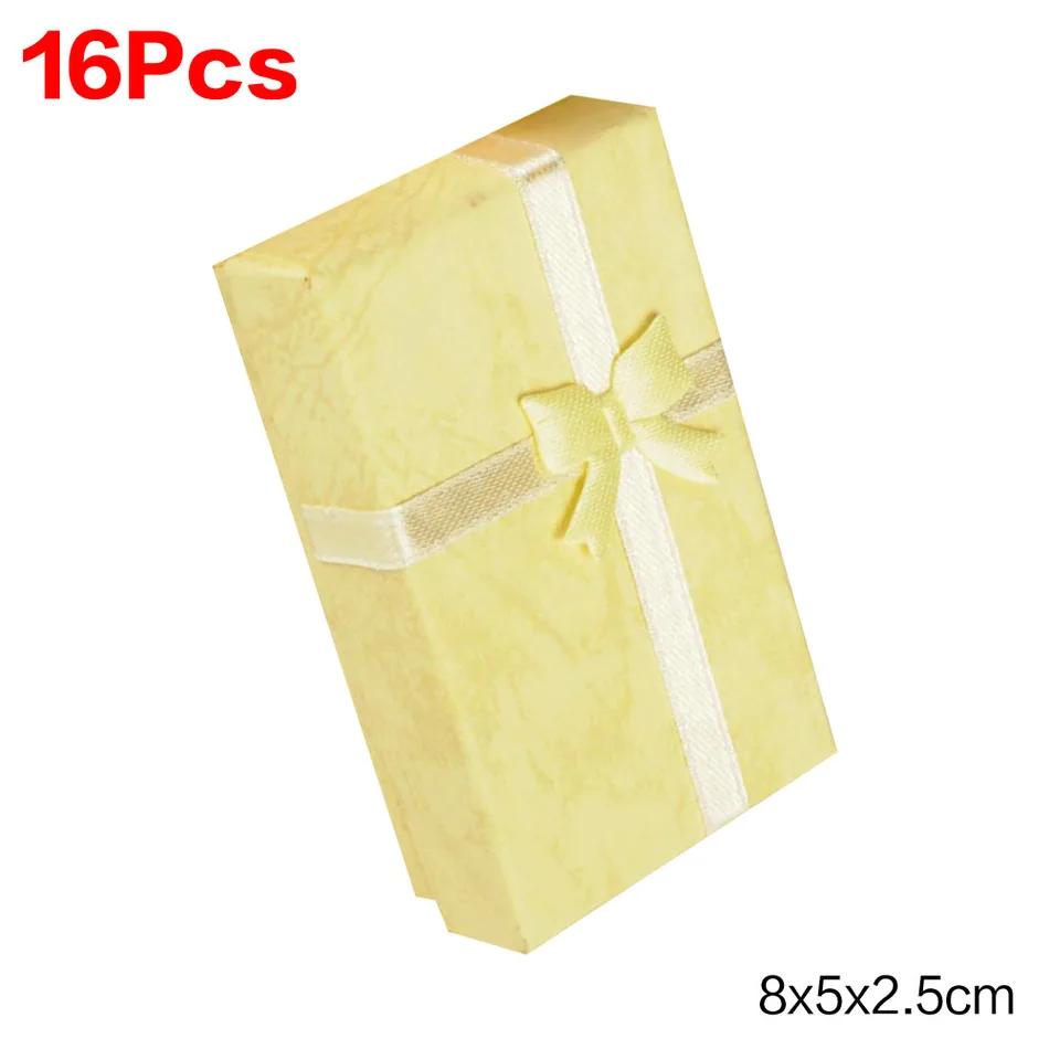 16 шт./лот, коробка для украшений из крафт-бумаги, серьги, кольца, 8x5x2,5 см, подарочные коробки, аксессуары для ювелирных изделий, цветные подарочные коробки - Цвет: Yellow
