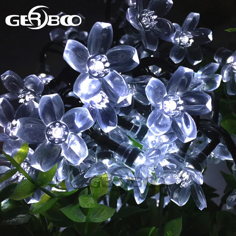 

50 LEDs 7M Peach Sakura Flower Solar Lamp Power LED String Fairy Lights Solar Garlands Garden Christmas Decor For Outdoor