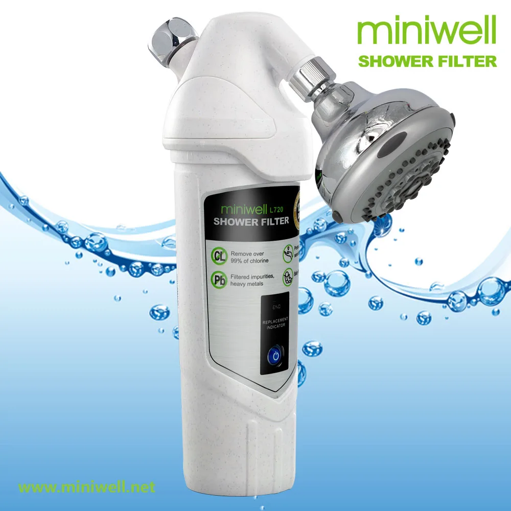 shower water filter with chrome finished shower head for skin care with